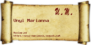 Unyi Marianna névjegykártya
